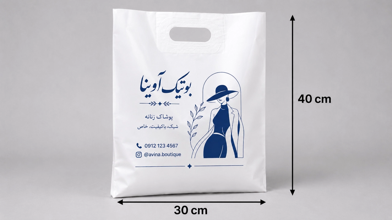 نایلون دسته تقویت کف کاست سایز30*40 با چائ سیلک اسکرین